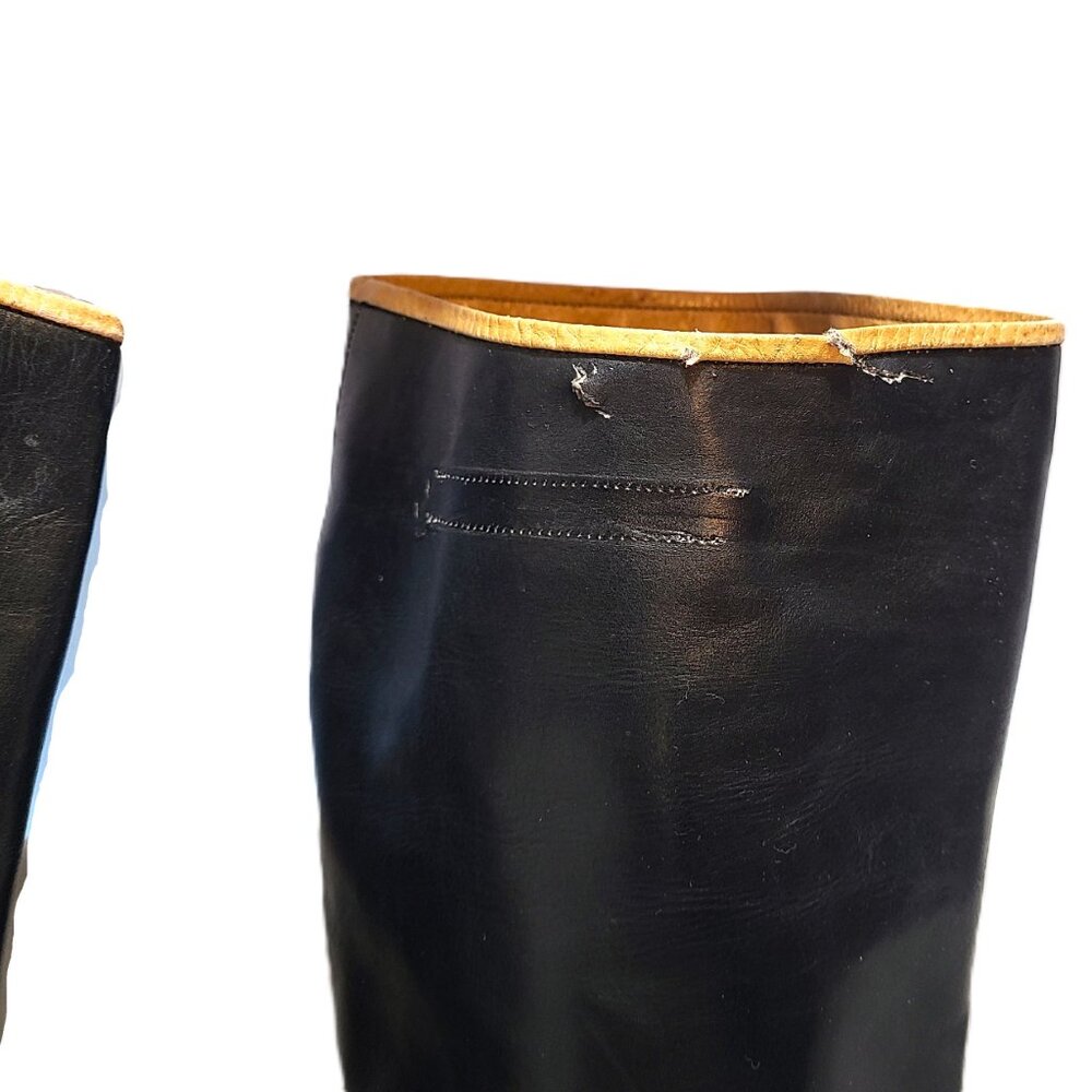 Vintage Ottorino Bossi sz 5 Knee High Riding Black Boots 35.5 Heels Pumps - Picture 10 of 14